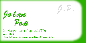 jolan pop business card